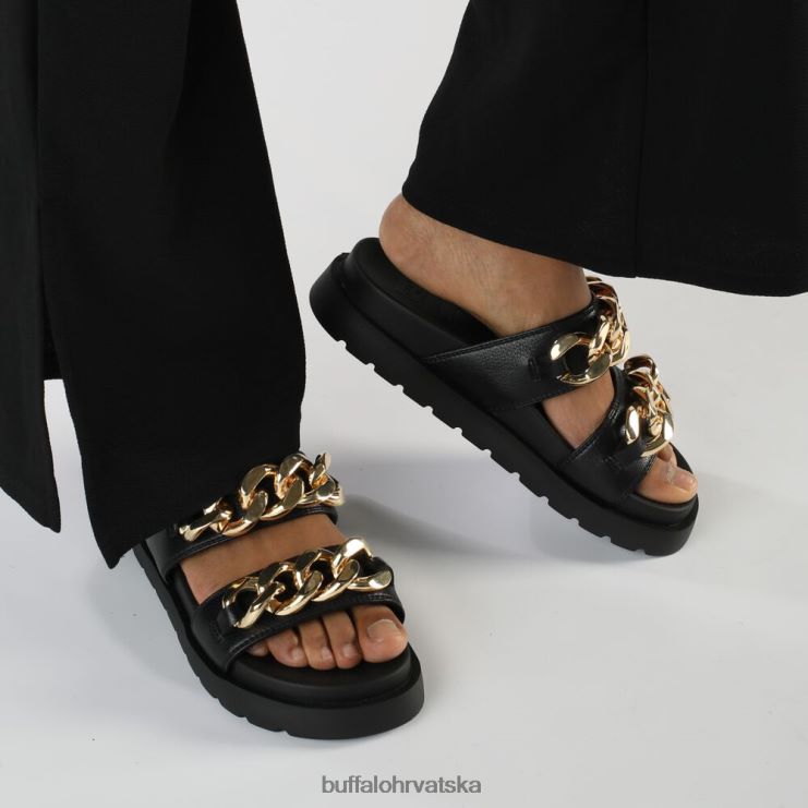 crno zlato Buffalo eve loop platform slide vegan |slajdova TDD6T833